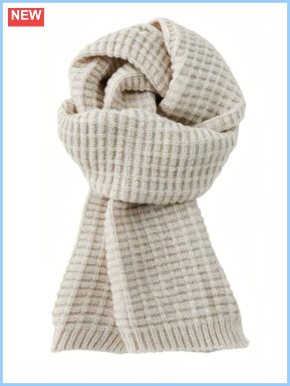 Waffle Knit Winter Scarf Soft Warm Wrap 100% Polyester